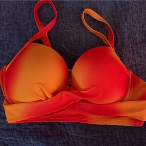 Vibrant Orange and Red Bikini Top